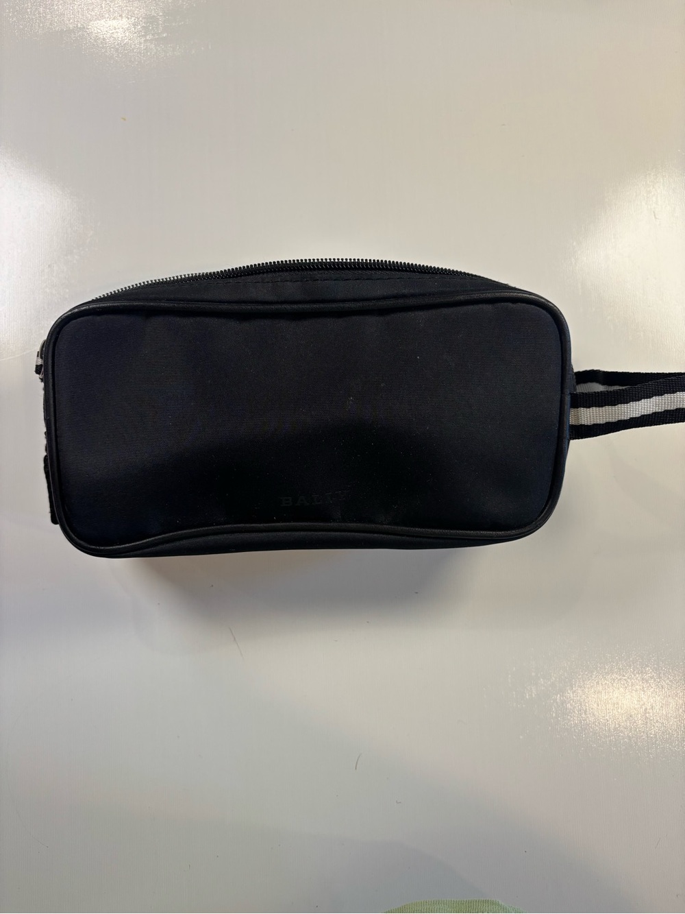 Bally Black Men's Toiletry Pouch with Striped Carry Loop